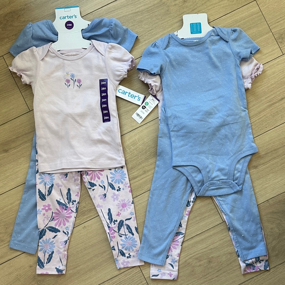 Carter's NWT Blue and Purple Toddler 4-piece Set Size 24m 100% Cotton